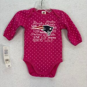 NWT NFL‎ New England Patriots Pink Polka Dot Long Sleeve Bodysuit Baby 3-6M Love